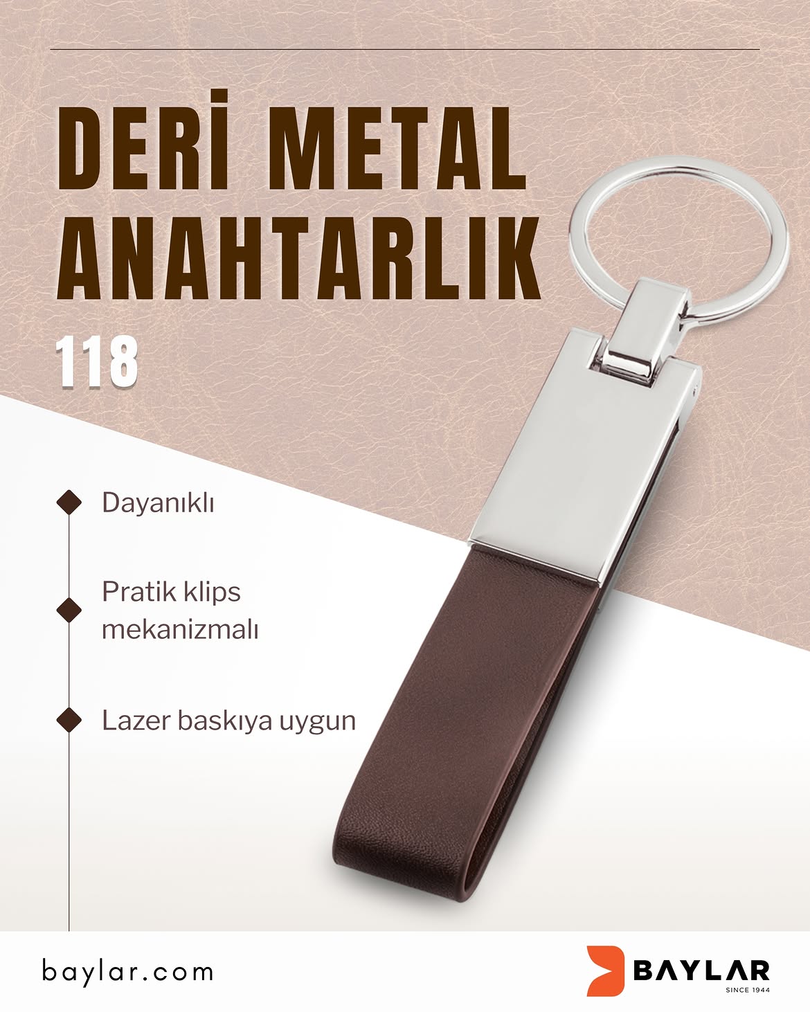 118 Deri Metal Anahtarlık