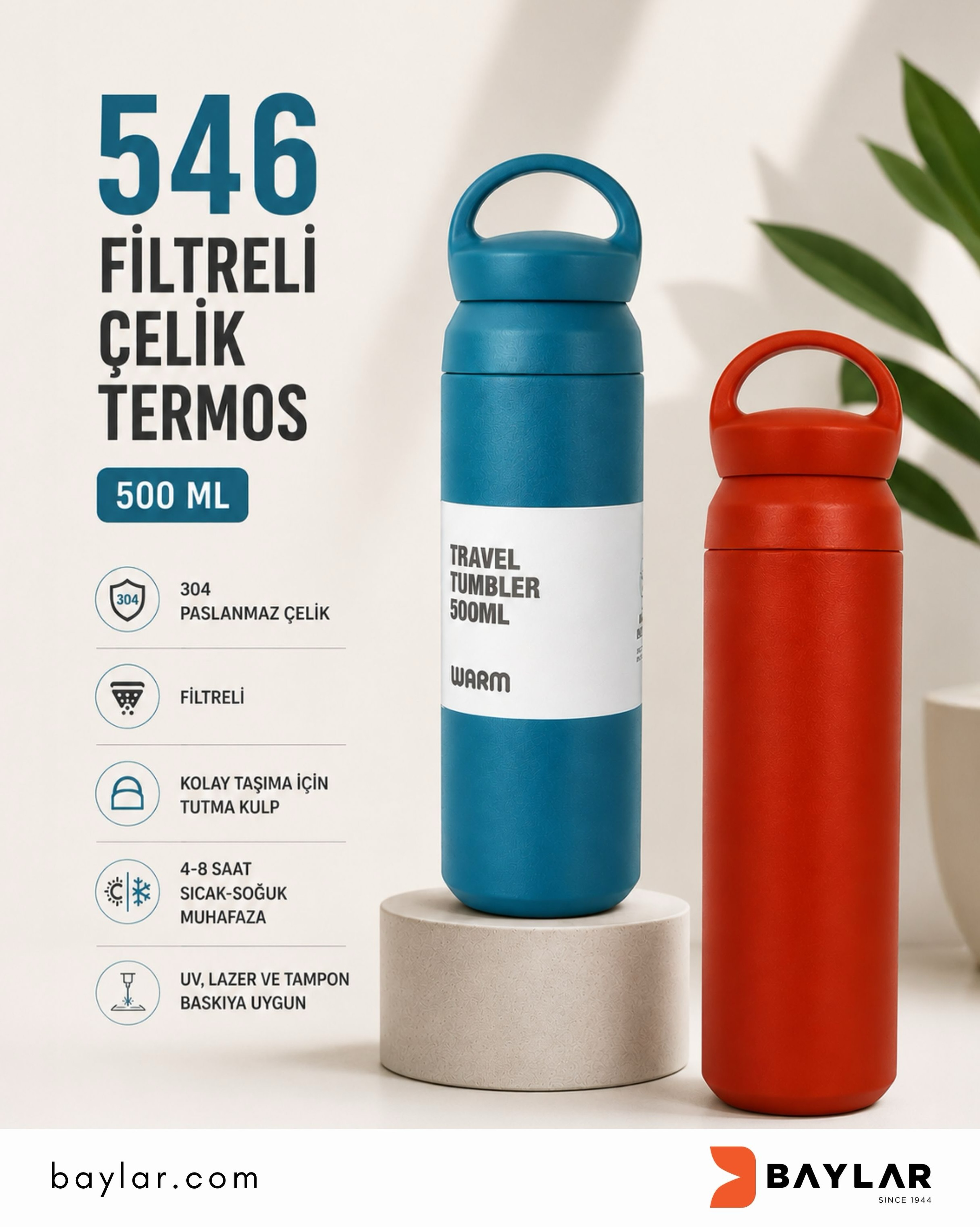 546 Filtreli Çelik Termos