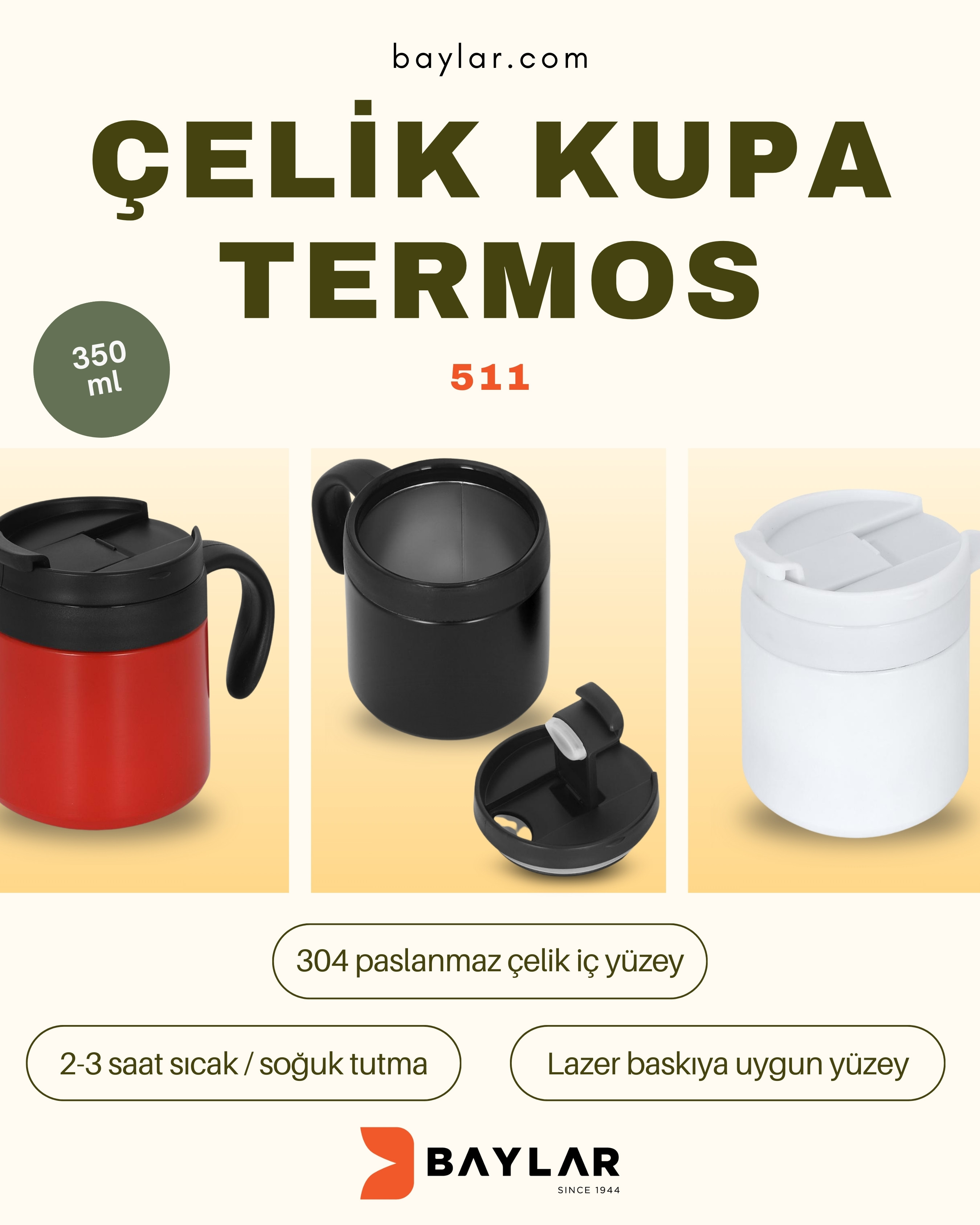 511 Paslanmaz Çelik  Kupa Termos (350 ml)
