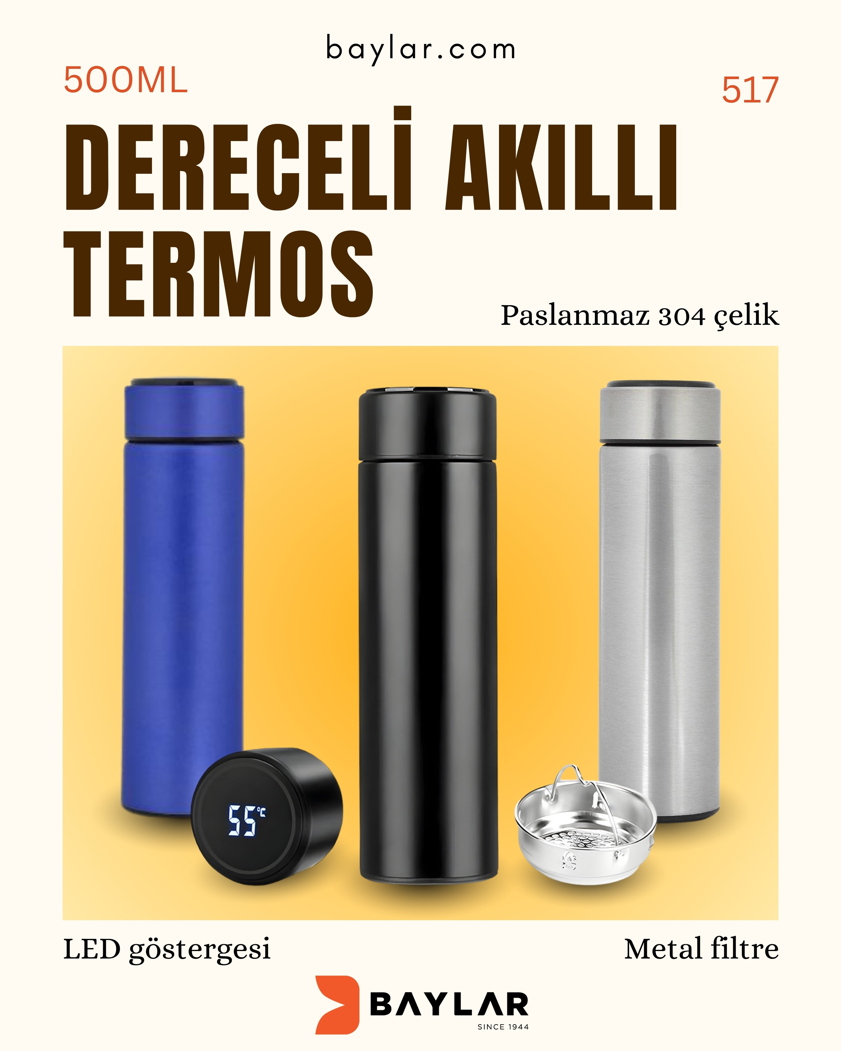 517 Dereceli ve Filtreli Akıllı Termos 500 ML