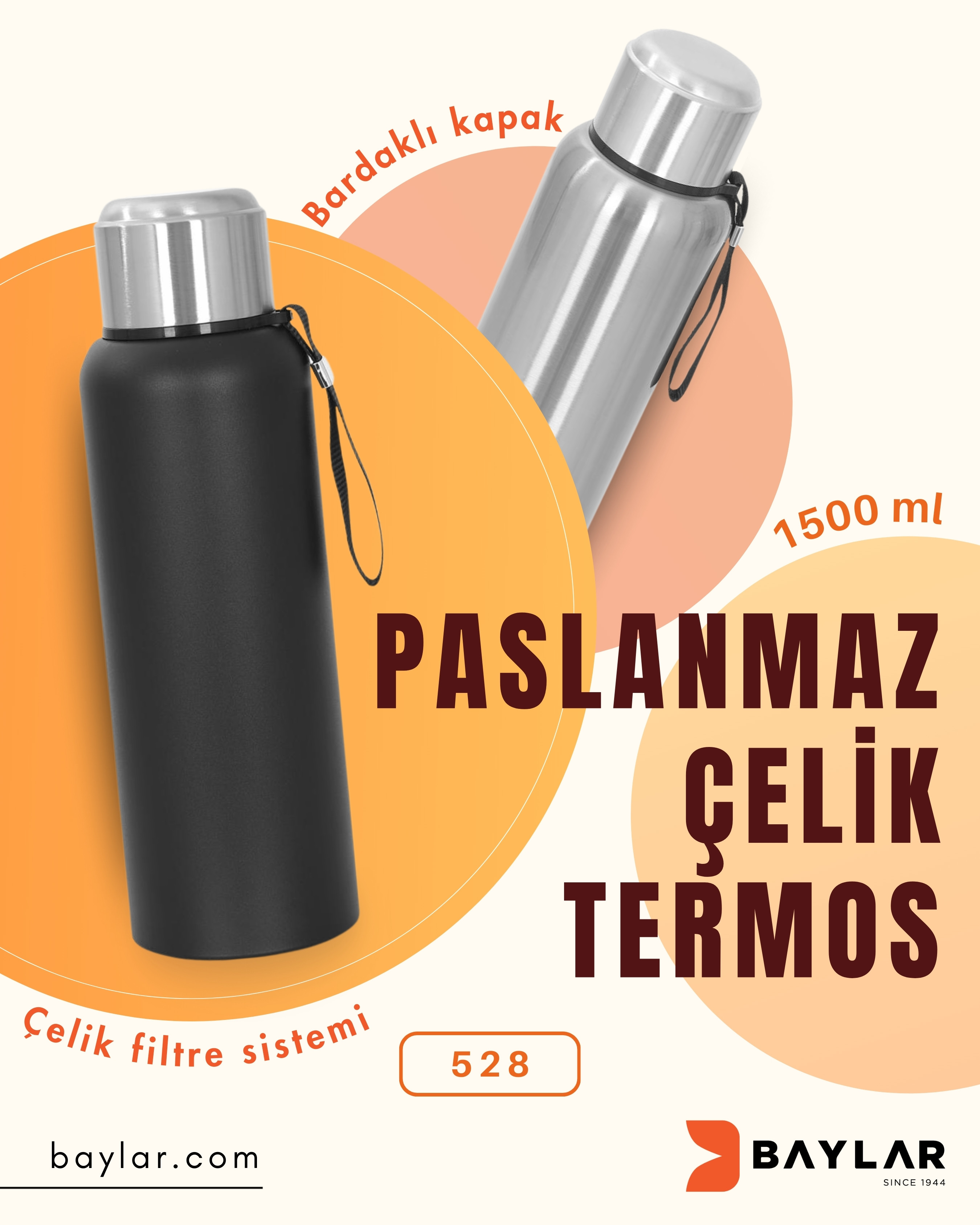 528 Paslanmaz Çelik Termos (1500 ml)