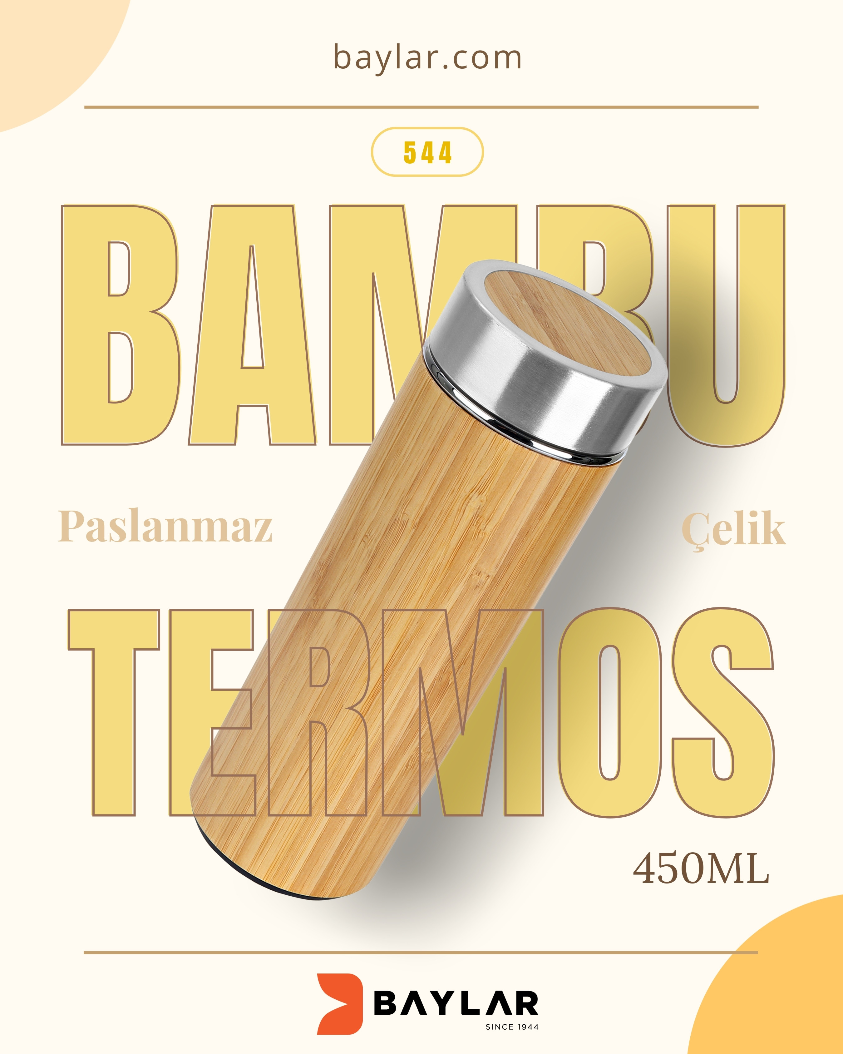 544 Bambu Çelik Termos 450 ML