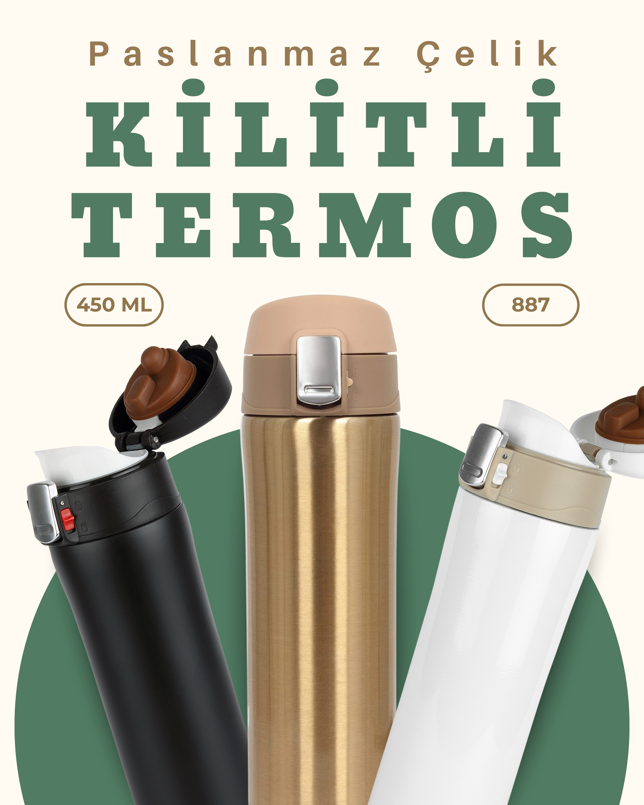 887 Kilitli Termos 450 ML