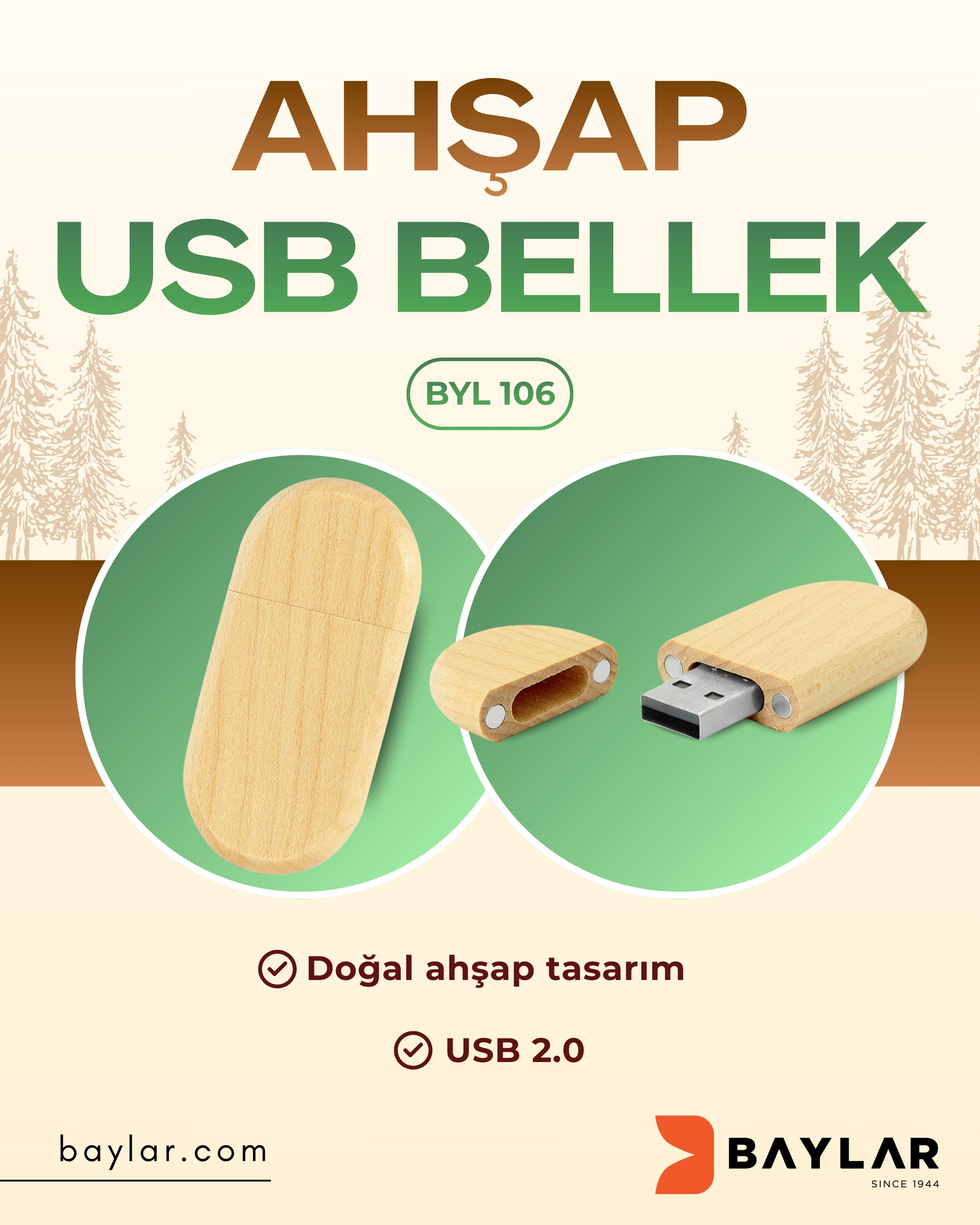 BYL 106 Ahşap USB Bellek