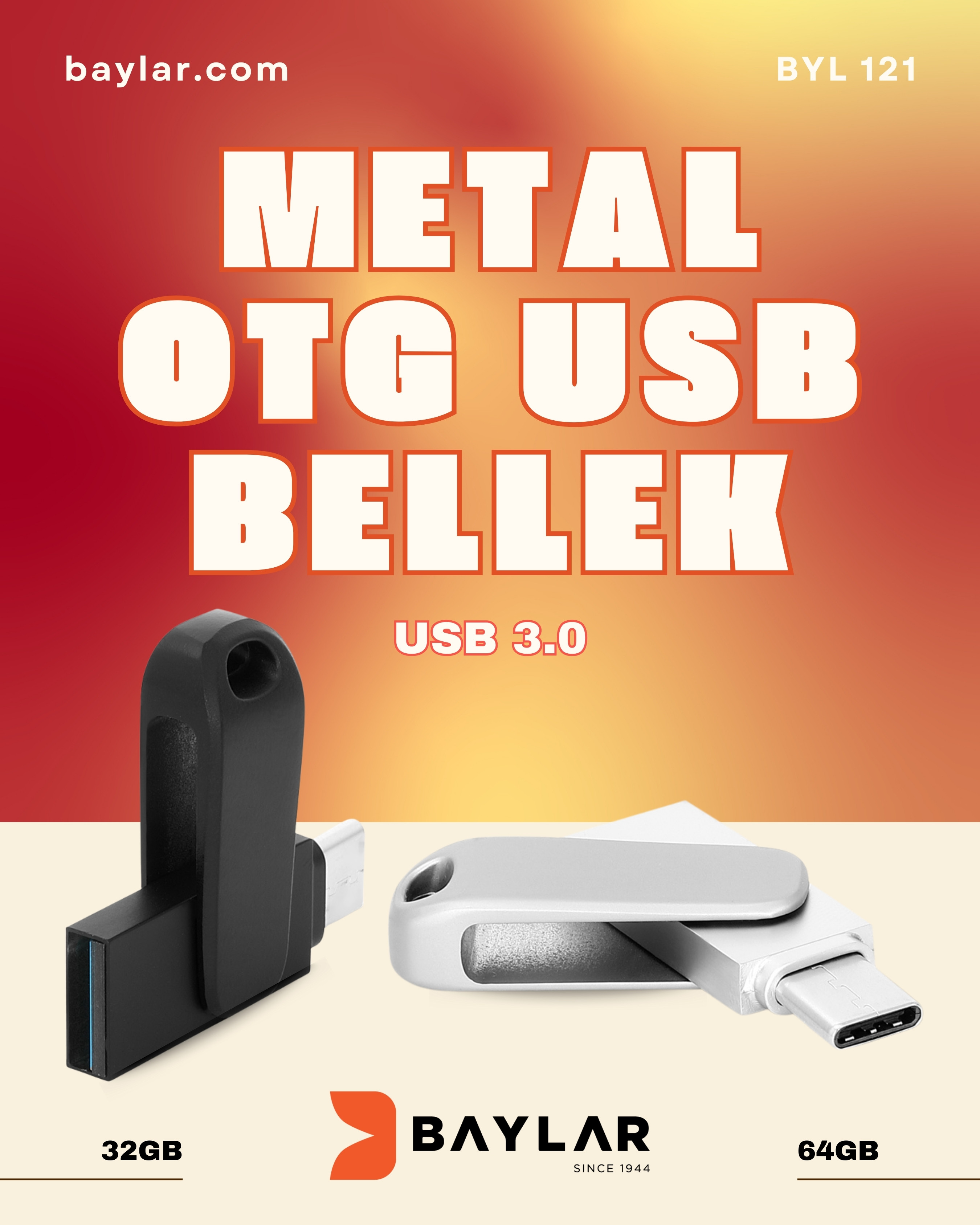 BYL 121 3.0 Metal OTG USB Flaş Bellek