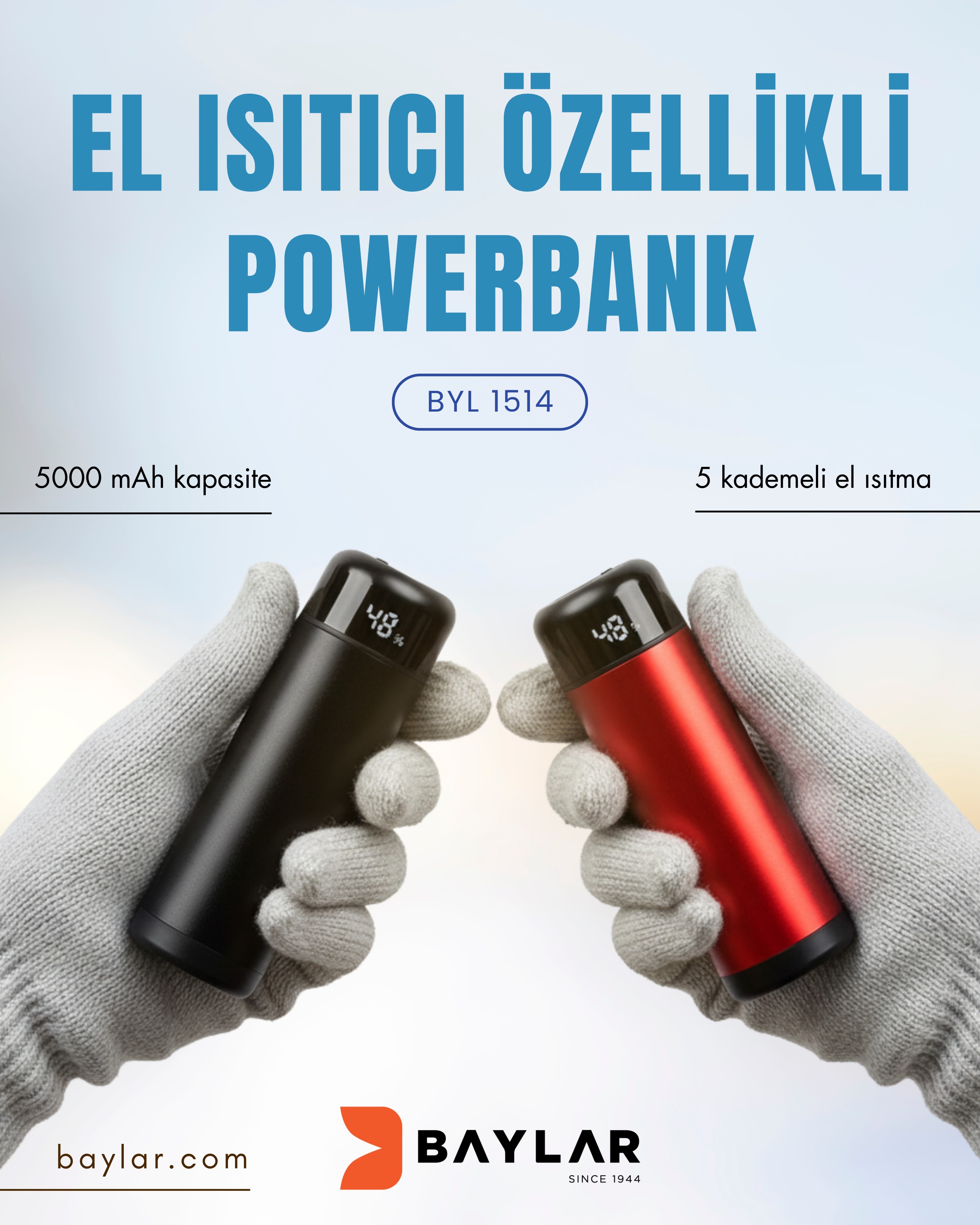 BYL 1514 BayCHIP  El Isıtıcı Özellikli Powerbank 5000 mAh