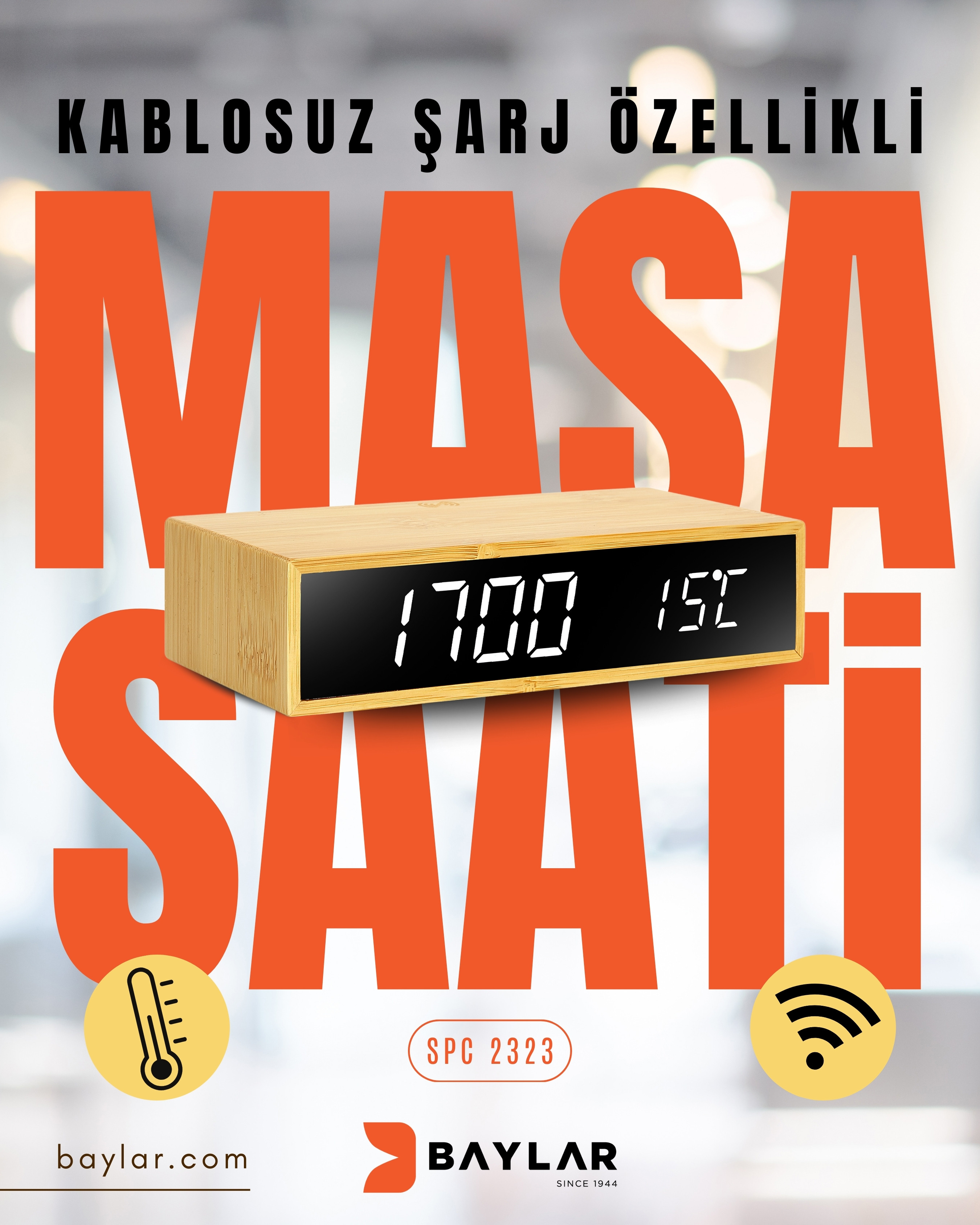 SPC 2323 Kablosuz Şarj Özellikli Alarmlı Masa Saati