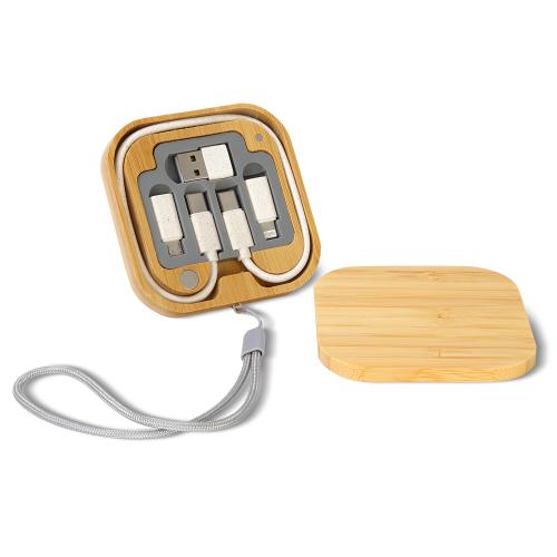Çok Fonksiyonlu Taşınabilir Kare Bambu Kablo Seti